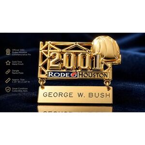 Rare 2001 RodeoHouston George W. Bush Name Badge Pin #12418